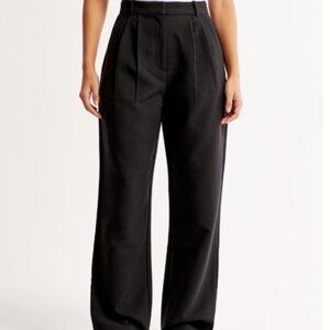 Curve Love A&F Sloane Tailored Wide Leg Pant, Black, Size 27